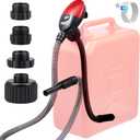 Orion Motor Tech Fuel Transfer Pump, 3.2GPM Electric Gas Can Pump, 51" Hose Auto-Shutoff Nozzle, USB-C & AA Battery (NO BATTERIES INCLUDED) Powered, 4 Adapters for Gasoline, Diesel, Kerosene, Red