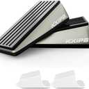 2 Pack Widened Door Stopper Wedge - Heavy Duty Door Stoppers Stop Wedge Made of Premium Quality Brushed Stainless Steel, Wall Protector for Home & School with Self Adhesive Holder Satin Nickel (Bronze)