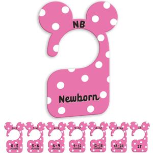 2 x JMOST Girl Baby Closet Dividers for Nursery Closet Organizer, Newborn to 24 Months Size Clothes, Cute Pink Hangers with Size Dividers, Double Sided