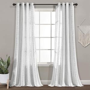 Lush Decor Hygge Stripe Window Curtain Panel Pair, 108" Long x 52" Wide, Black & White