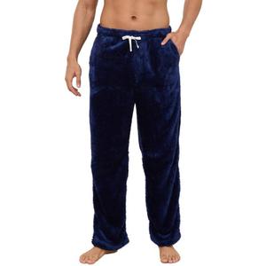 Vulcanodon Mens Plush Warm Pajama Pants, Fluffy Soft Fleece Sleep Pant with Pockets Lounge Pj Bottoms for Men XL