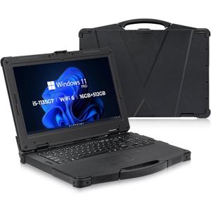 MUNBYN 15.6" Rugged Laptop Windows 11 Pro, Intel i5-1135G7, 16GB+512GB, Heavy Duty Laptop, Wi-Fi 6, 4G LTE Rugged Laptop Computer, 700Nit Outdoor Laptop, 6300+1750mAh Dual Battery, 2Y Protection(New)