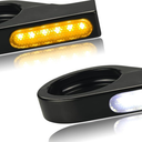 Motorcycle Front Fork Turn Signals LED Running Lights 41mm Mounting Holes Amber Blinkers 12V Indicators Compatible with Harley Dyna Honda Kawasaki Yamaha Suzuki (Black)