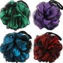 Chuya 60g Bath Loofahs Sponges,Shower Sponge Loofah Body Scrubber Balls for Family Washing 4 Pack (Double Colours 60g)