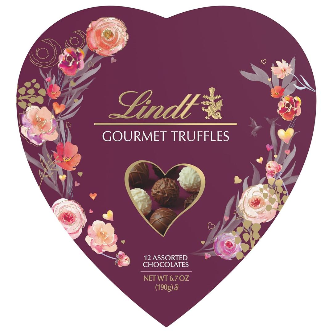 18 x Lindt Valentine's Gourmet Truffles Assorted Chocolate Candy Heart, 6.7 oz. Exp. Date is September 30th 2026 (EXP 09/30/26)