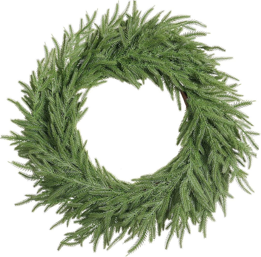 XmasExp Norfolk Pine Christmas Wreath-20Inch Real Touch Artificial Christmas Wreaths-Evergreen Realistic Plain Christmas Wreath for Front Door, Windows