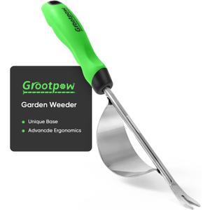 Grootpow HW1 Hand Weeder Tool, Weed Puller Tool with Ergonomic Handle for Garden - Durable Unique Lever Design Dandelion Weeder Tool with V-Shaped Forks for Easy Weed Removal - in Gift Box (Large)