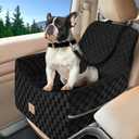 Dog Car Seat for Small and Medium Dogs Up to 35 lbs Memory Foam Dog Booster Seat with Safety Leash & Storage Pockets, Fits Front & Back Car Seats, Removable Washable Cover  Black