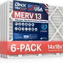 BNX TruFilter 14x18x1 Air Filter MERV 13 (6-Pack) - MADE IN USA - Electrostatic Pleated Air Conditioner HVAC AC Furnace Filters for Allergies, Pollen, Mold, Bacteria, Smoke, Allergen, MPR 1900 FPR 10