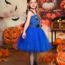 Girls Halloween Costume Rabbit Police Tutu Dress with Headband Police Officer Cosplay Costume Birthday Party Outfits (4-5 Years, Blue)