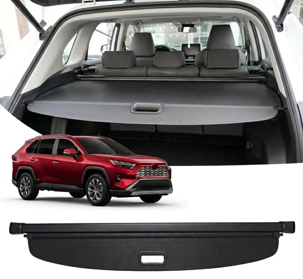 Powerty Retractable Cargo Cover for Toyota RAV4 2019-2025, Carbon Fiber Trunk Cover for RAV4 Privacy Screen Rear Security Shade for RAV4 Accessories