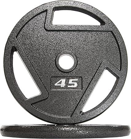 Signature Fitness Cast Iron Plate Weight Plate for Strength Training and Weightlifting, Olympic or Standard, Multiple Sizes (Olympic (2-Inch Center))