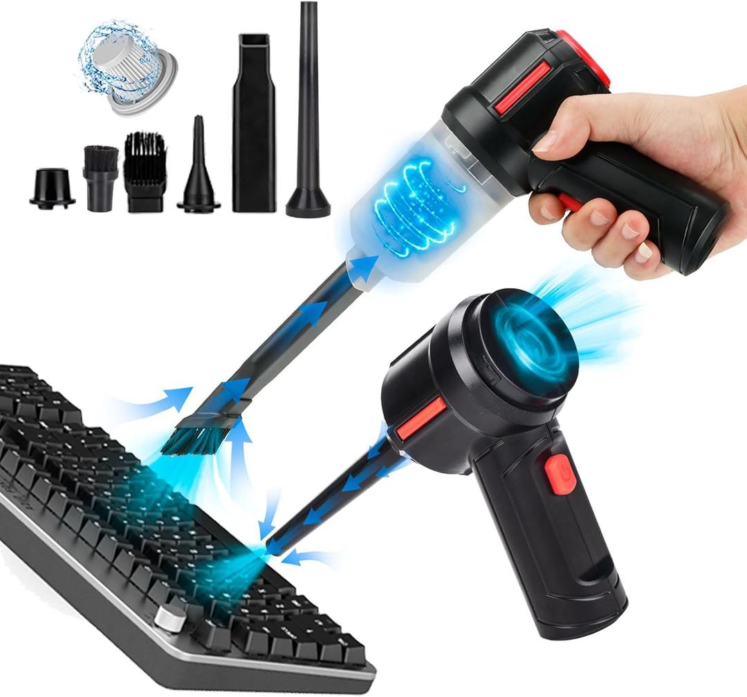 Air Duster - Computer Vacuum Cleaner - for Keyboard Cleaning- Cordless Canned Air- Powerful - Energy-Efficient(Air-01) (Black)