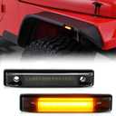 D-Lumina Fender Flare Side Marker Light Assembly Smoked Lens Amber for Je-ep Wrangler TJ JK JL Bushwacker Flat Style Fender Flares, Front Fender Turn Signal Lamp Powered by 18-SMD LED, Pack of 2