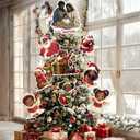 Christmas Black Santa Ornaments for Christmas Tree African American Topper 9Pcs for Xmas Tree Top Decoration Indoor Outdoor Home Decor Holiday Party