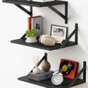 Forbena 12 Inch Deep Floating Shelves for Wall, Wide Black Wall Mounted Shelves for Bedroom Office Books Plants, Large Hanging Shelf for Living Room Bathroom Kitchen Closet Pantry Storage (3-Pack)