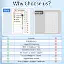 Chore Chart for Kids Dry Erase Chore Board ADHD Tools for Kids to Do List Checklist Task Board Routine Chart Planning Board for Fridge with 10 Sliders and Magnetic Marker, White and Rainbow, 2 Pack