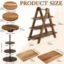 7 Pcs Wooden Cake Stands Set Dessert Tower Dessert Trays Desert Stands Cupcake Stand Rustic 3 Tier Farmhouse Cupcake Serving Stand for Wedding Baby Shower Birthday Tea Party