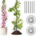2 Pack Spiral Metal Garden Trellis for Climbing Plants Outdoor Indoor - 44" Adjustable Plant Support Tower with Center Pole, for Outdoor Garden, Raised Bed, Backyard, House Flower Pots & Planters