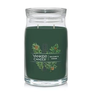 Yankee Candle Balsam & Cedar Scented Signature 20oz Large Jar 2-Wick Candle Over 60 Hours of Burn Time Christmas | Holiday