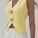 Verdusa Women's Old Money Tops Sweater Vest V Neck Metal Knit Trendy Going Out Tops (L)