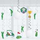 Golf Party Decorations Golf Birthday Hanging Swirls, Assembled and Ready to Use, Let's Partee Party Decor Supplies Boys Hanging Swirl Party Streamers 24pcs Golf Sports Themed Party Decor Banner