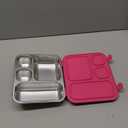 Elk and Friends Kids Stainless Steel Bento Box with Silicone Lid | Leakproof | Toddler Lunch Container | 4 Compartments | Dishwasher Safe