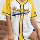 Baseball Jersey Women Game Day Shirt Baseball Player Graphic T-Shirt | Baseball Shirt Striped Baseball Mom Shirts V Neck Button up Short Sleeve Team Tops Fans Gifts Quick-Dry Graphic Tee (White, M)