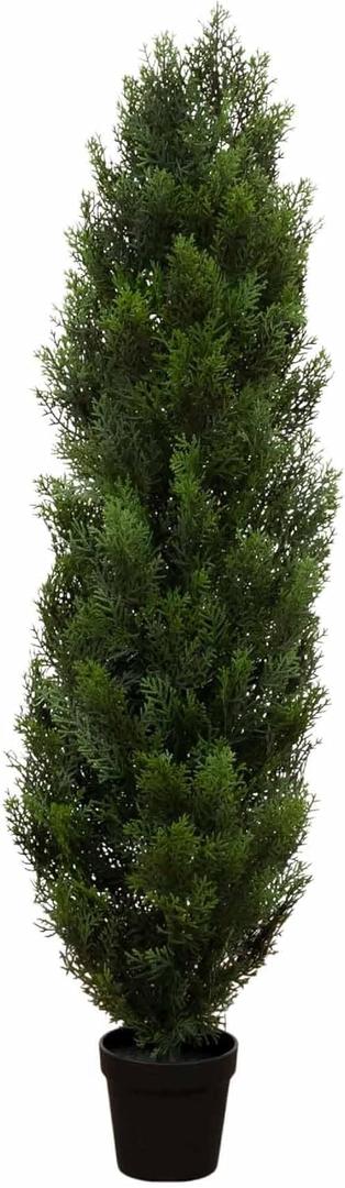 Nearly Natural 4ft Faux Cedar Tree with Nursery Planter - UV Resistant Artificial Pine with 1,000 Lifelike Tips for Outdoor Front Porch, Patio, and Entryway