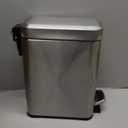 mDesign Rectangular Step-Open Wastebasket Trash Can - Brushed Stainless Steel (1.3 Gallon)