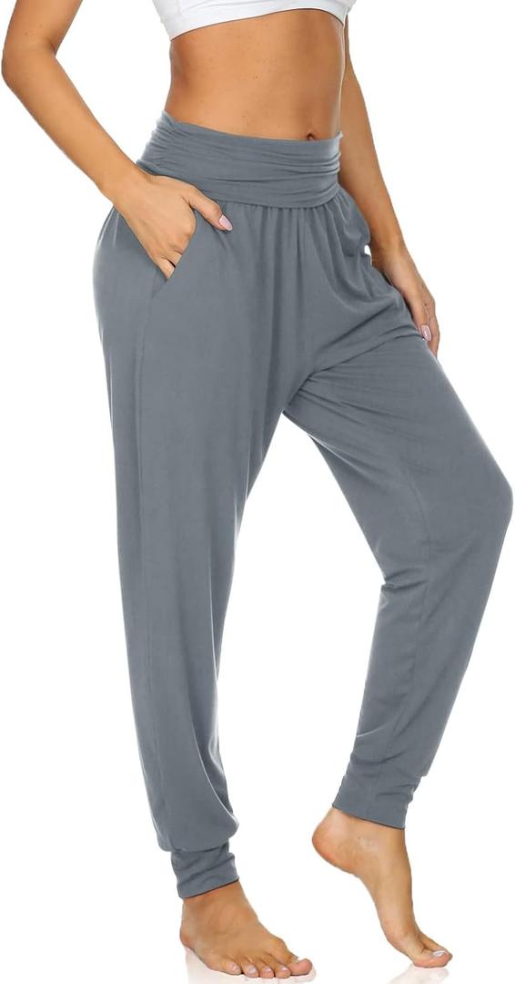 UEU Women's Cozy Yoga Joggers Pants Loose Workout Sweatpants Comfy Lounge Pants with Pockets, S