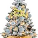 Tabletop Christmas Tree with Lights 22 Inch Mini Artificial White Christmas Tree with 30 LED String Lights, Star Tree, Tabletop Small Xmas Tree for Holiday Indoor DIY Christmas Decor