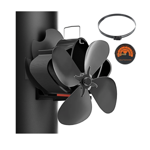 Easywave Wood Stove Fan, Magnetic Pipe Fireplace Fan, Heat Powered Fireplace Fan Non Electric, Thermal Fan for Wood/Log Burning Stove Gas Burner, Silent Motor, W/Stove Accessories Thermometer