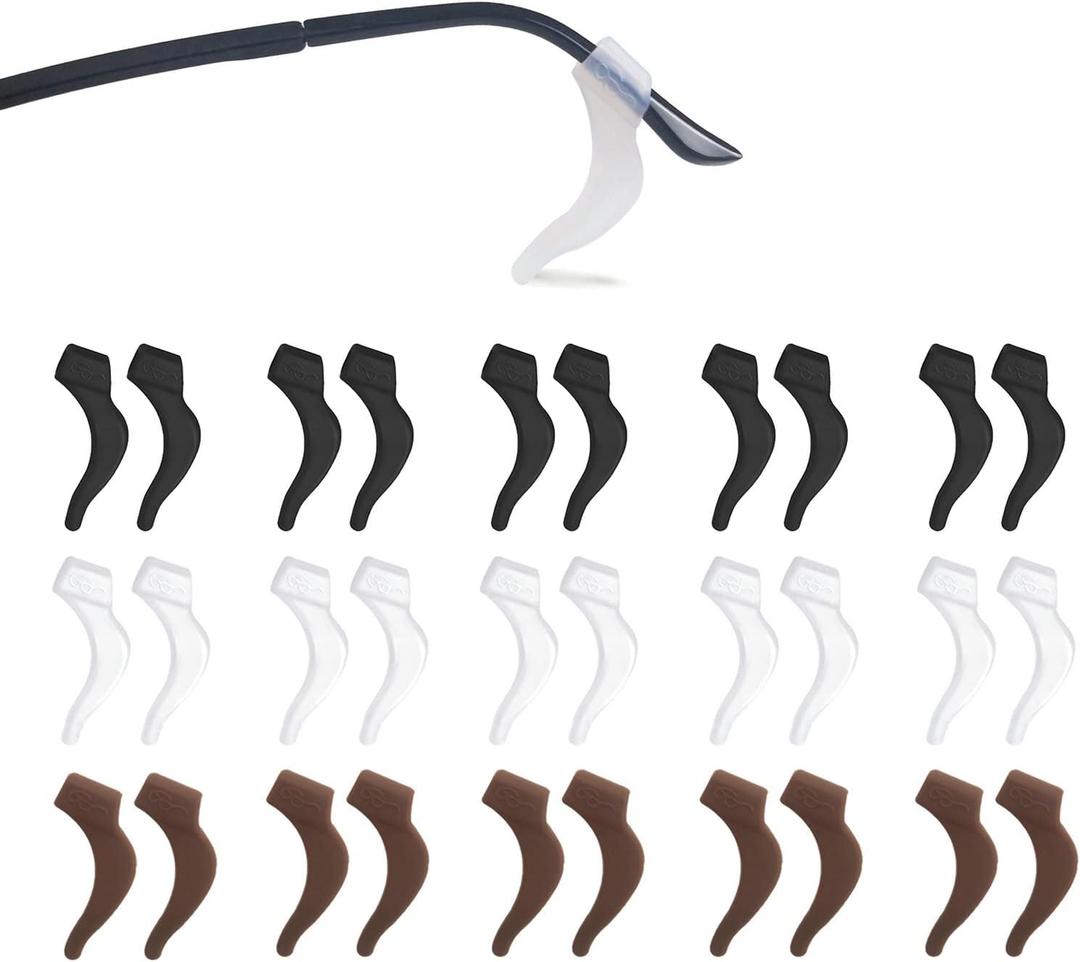 YINGFENG 15 Pairs1.8 Inch Anti-slip Eyeglass Ear Grips Hook, Comfortable Silicone Elastic Eyeglasses Temple Tips Sleeve Retainer for Sunglasses, Presbyopia Glasses, Spectacles Glasses, 3 Colors