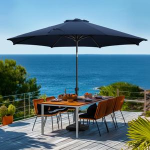 wikiwiki 10 FT Patio Umbrellas Outdoor Table Market Umbrella with Push Button Tilt/Crank, 8 Sturdy Ribs, Fade Resistant Waterproof POLYESTER DTY Canopy for Garden, Lawn, Backyard & Pool, Navy Blue