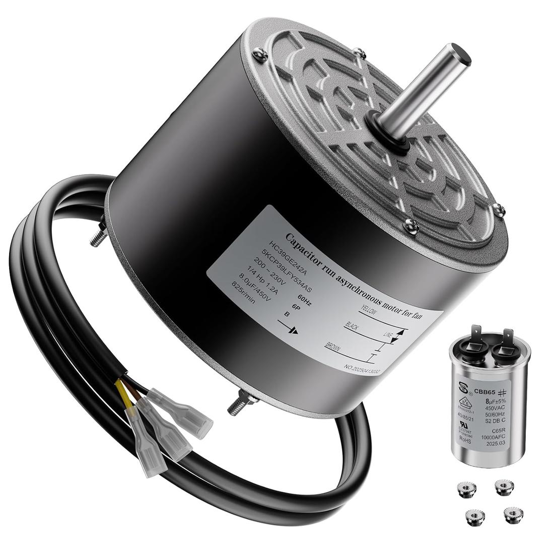 Condenser Fan Motor 5KCP39LFY534AS – Replacement for Model HC39GE242 HC39GE242A HB39GQ232 HB38GE242 – 1/4 HP 825 RPM 208-230V CW 48Y Frame – Compatible with Popular HVAC Systems