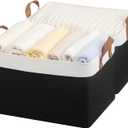 StorageWorks Storage Bins, Fabric Storage Bins for Shelves, Large Storage Baskets with Metal Frame, Closet Baskets and Bins with Handles, Black and White, 2-Pack