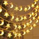 Whimsigoth Star and Moon Decor String Lights, Indoor Bedroom Classroom Dorm Patio Party Wedding Decor, Warm White Plug or Battery (30ft Plug-in)