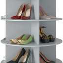 SpaceAid 7 Tier Rotating Shoe Rack Tower, Spinning Shoe Display Lazy Susan, Revolving 360 Shoe Rack Storage Round Carousel, Vertical Handbag Rotate Shoes Closet Organization (7-Tier Gray)