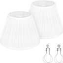 Small Pleated Lamp Shades Set of 2, White Empire Lamp Shades, 5.5" Top x 10" Bottom x 6.6" High, Small Lamp Shades for Table Lamps, Bedside Lamps, Wall Sconces, Spider, Bulb Clip Adapters Included