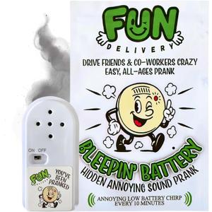 FUN delivery Bleepin Battery Hidden Noise Maker Prank  Realistic, Subtle, and Confusing Beeping Smoke Alarm Prank Sound Device  Original Gag Gift & Harmless Office Pranks for Adults