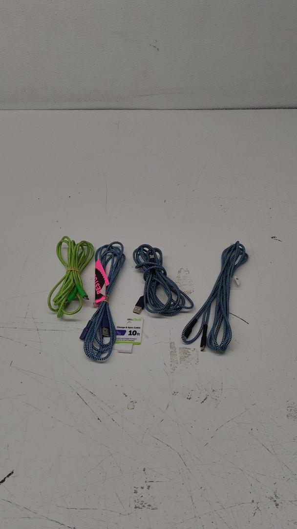 Cell Candy 10 Foot Braided Charger & Sync Cables, Pack Of 4