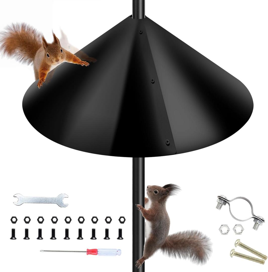 Squirrel Baffle,Squirrel Guard for Bird Feeders Pole,Baffle for Bird Feeders Pole,Black(16inch-1Pack)