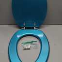 Elongated Toilet Seat Wood Toilet Seat Prevent Shifting with Zinc Alloy Hinges American Standard Size Toilet Seat Easy to Install also Easy to Clean(Elongated,Sparkling Sapphire Blue)