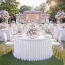 Wish Care White Tulle Tablecloth 72 Inch Spandex Elastic Round Table Cloths Ruffle Tutu Tulle Skirt 6ft Wrinkle Free Stretch Fitted Round Table Cover for Wedding Birthday Party Banquet Cake Events