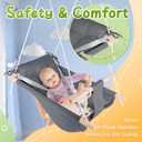 Baby Swing Indoor and Outdoor, Canvas Hammock Swing for Baby to Toddler with a Comfortable Seat, Macaroon Wooden Toy, Adjustable 5-Point Harness,Gift for Baby Boys Girls, 3 Modes, Dark Grey