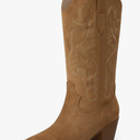 iiimmu Cowgirl Boots Women Knee High Boots Pointed Toe and Block Heel Cowboy Suede and Faux Leather Boots with Embroidered 7.5