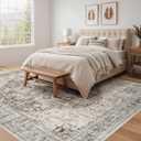 Tortania Area Rug Living Room Rugs - 9x12 Washable Boho Rug Vintage Oriental Distressed Farmhouse Large Thin Indoor Carpet for Living Room Bedroom Under Dining Table Home Office - Brown Blue