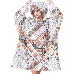 THREE POODLE Wearable Blanket Hoodie for Women, Oversized Sherpa Sweatshirt Blanket for Adults Men, Cozy Bohemia Hooded Blankets, Gifts for Teen Girls Women Mom Sister