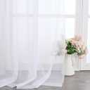 Simplebrand Sheer White Curtains 108 Inches Long, Extra Long Rod Pocket Solid Color Window Sheer Curtain Panels, Elegant Curtains & Drapes for Living Room, Bedroom 2 Panels (White, 42" W x 108" L)